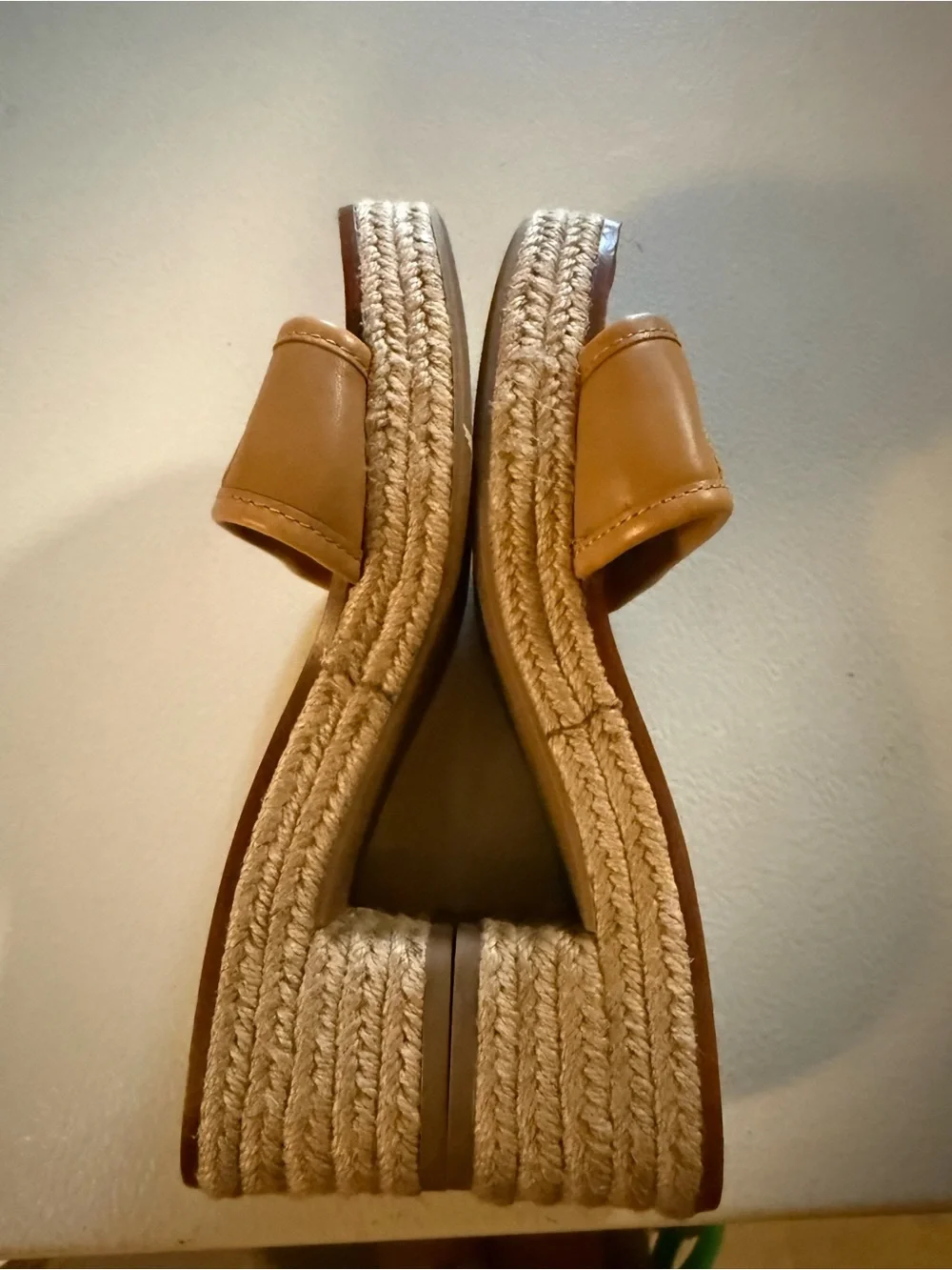 Tory Burch Fleming Espadrille Wedge Slides - Tan, Size 6.5